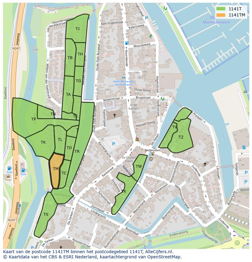 Afbeelding van het postcodegebied 1141 TM op de kaart.