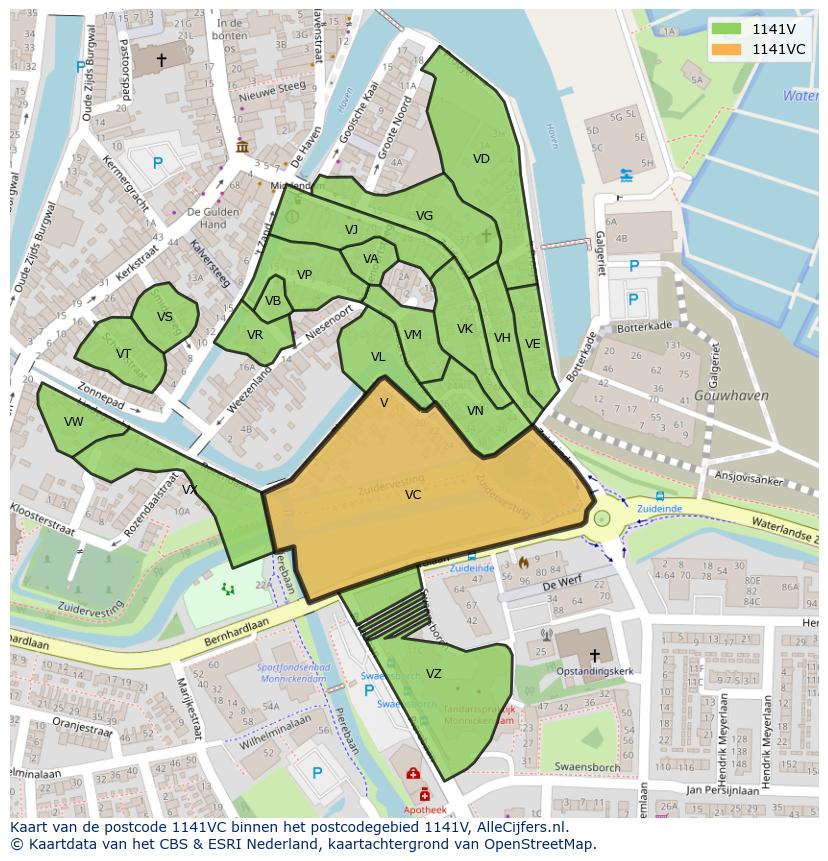 Afbeelding van het postcodegebied 1141 VC op de kaart.