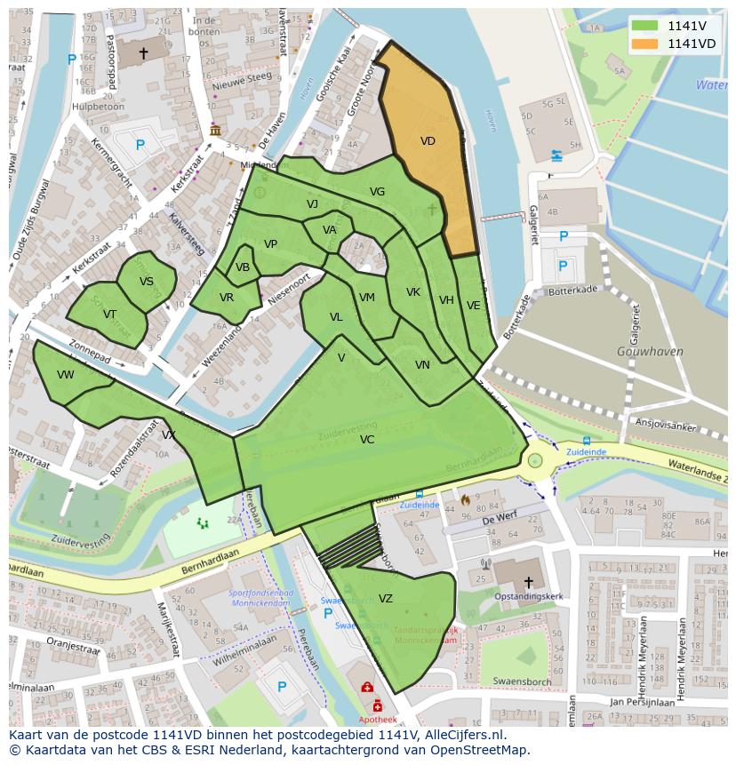 Afbeelding van het postcodegebied 1141 VD op de kaart.