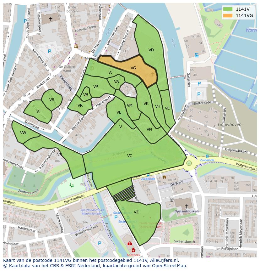 Afbeelding van het postcodegebied 1141 VG op de kaart.