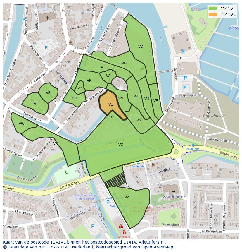 Afbeelding van het postcodegebied 1141 VL op de kaart.