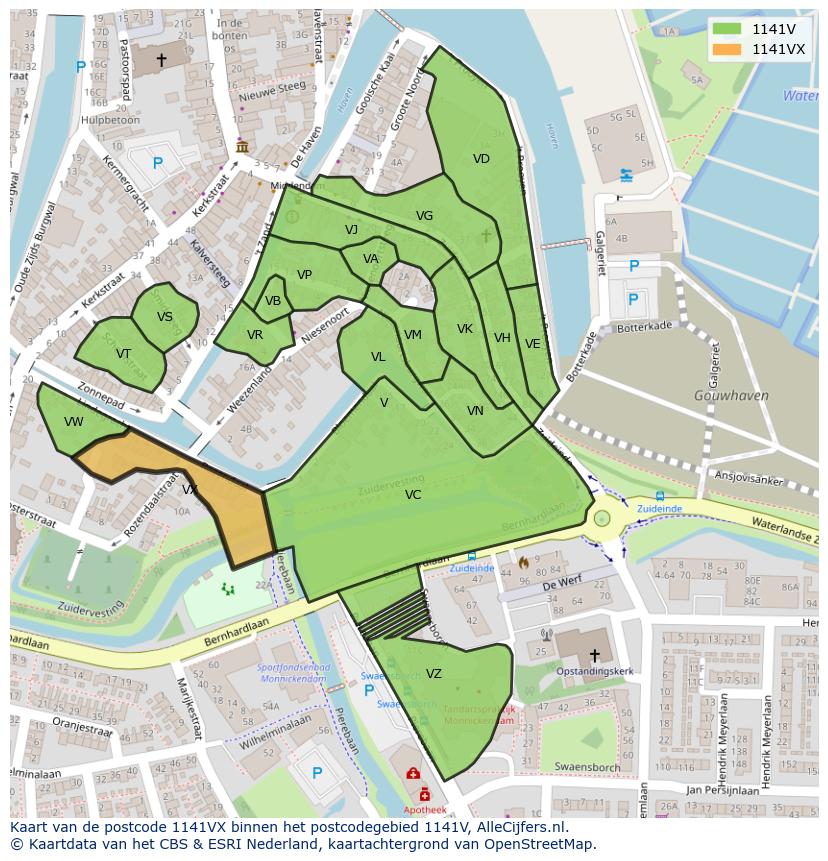 Afbeelding van het postcodegebied 1141 VX op de kaart.