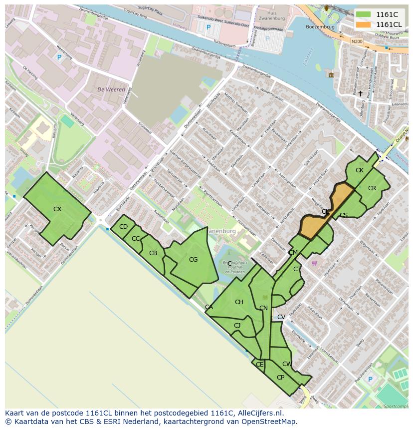 Afbeelding van het postcodegebied 1161 CL op de kaart.