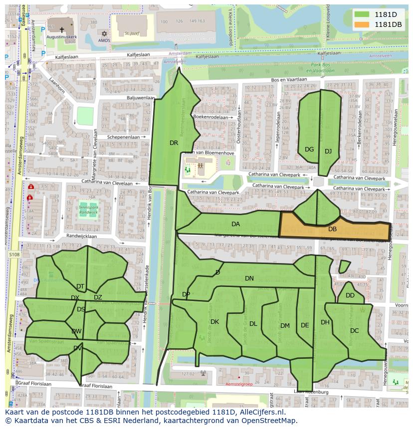 Afbeelding van het postcodegebied 1181 DB op de kaart.
