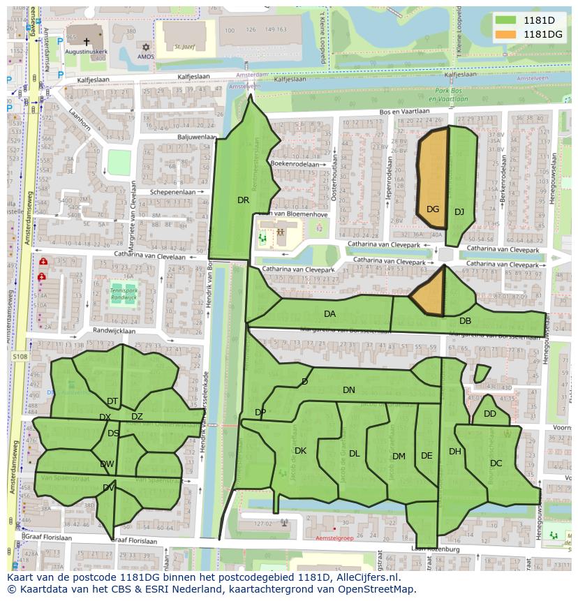 Afbeelding van het postcodegebied 1181 DG op de kaart.