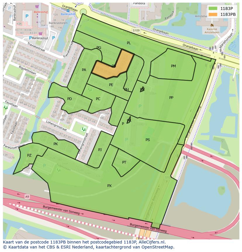 Afbeelding van het postcodegebied 1183 PB op de kaart.
