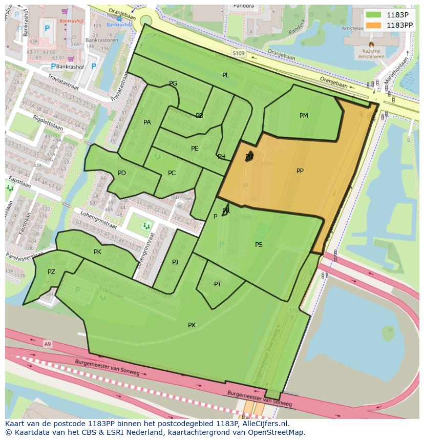 Afbeelding van het postcodegebied 1183 PP op de kaart.