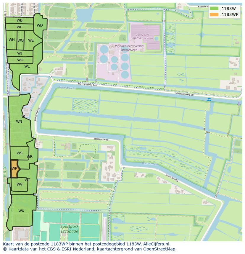 Afbeelding van het postcodegebied 1183 WP op de kaart.