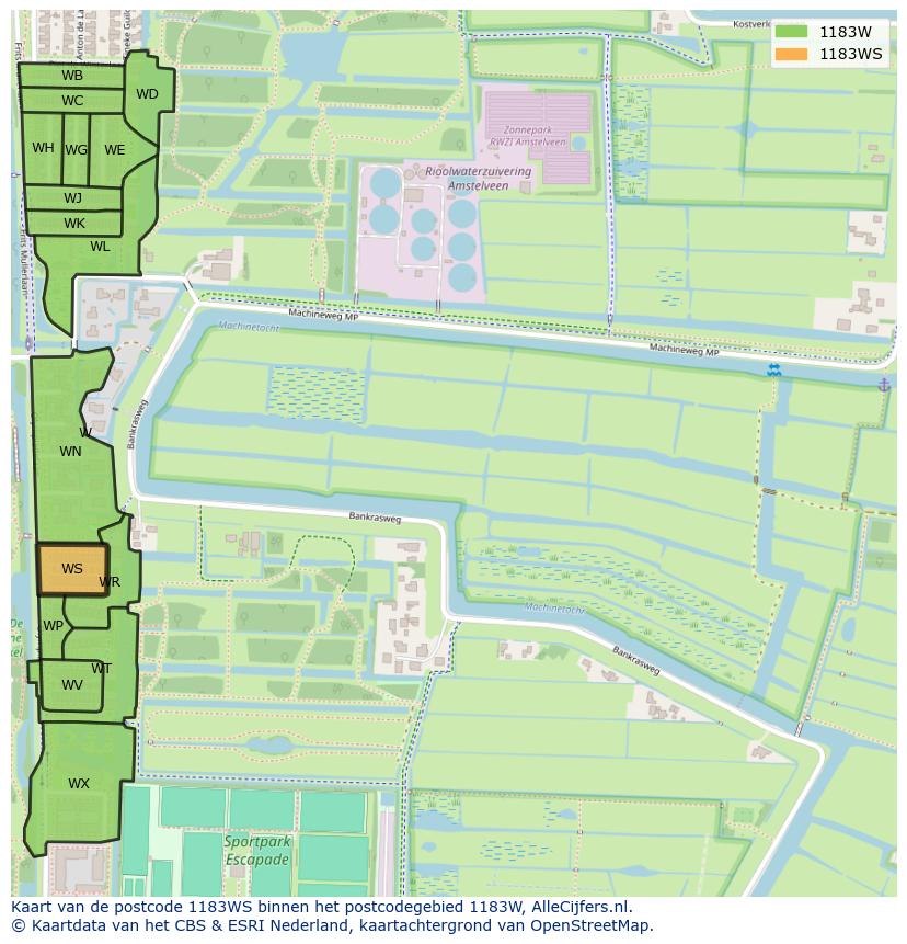 Afbeelding van het postcodegebied 1183 WS op de kaart.