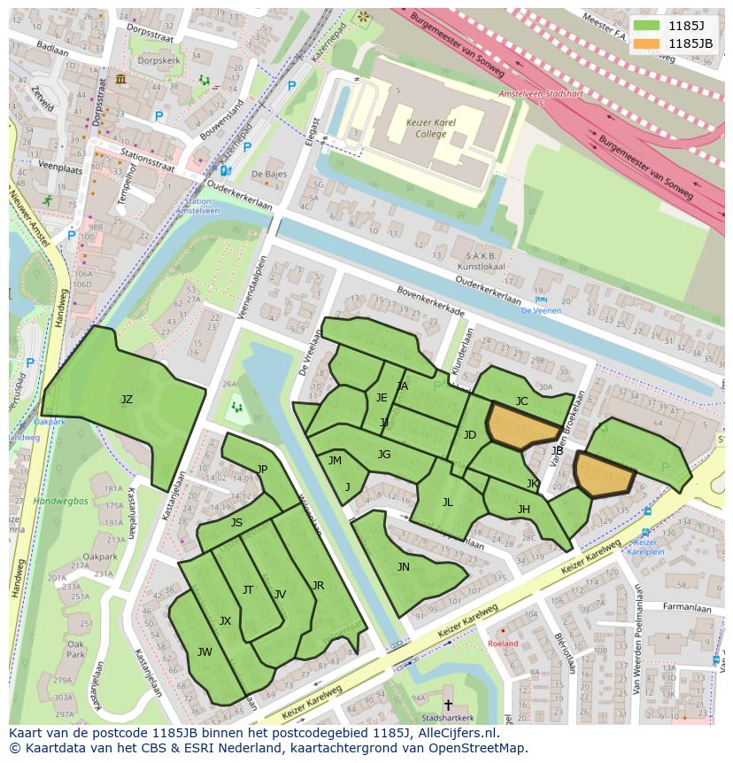 Afbeelding van het postcodegebied 1185 JB op de kaart.