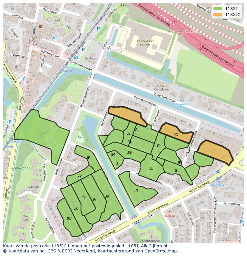 Afbeelding van het postcodegebied 1185 JC op de kaart.