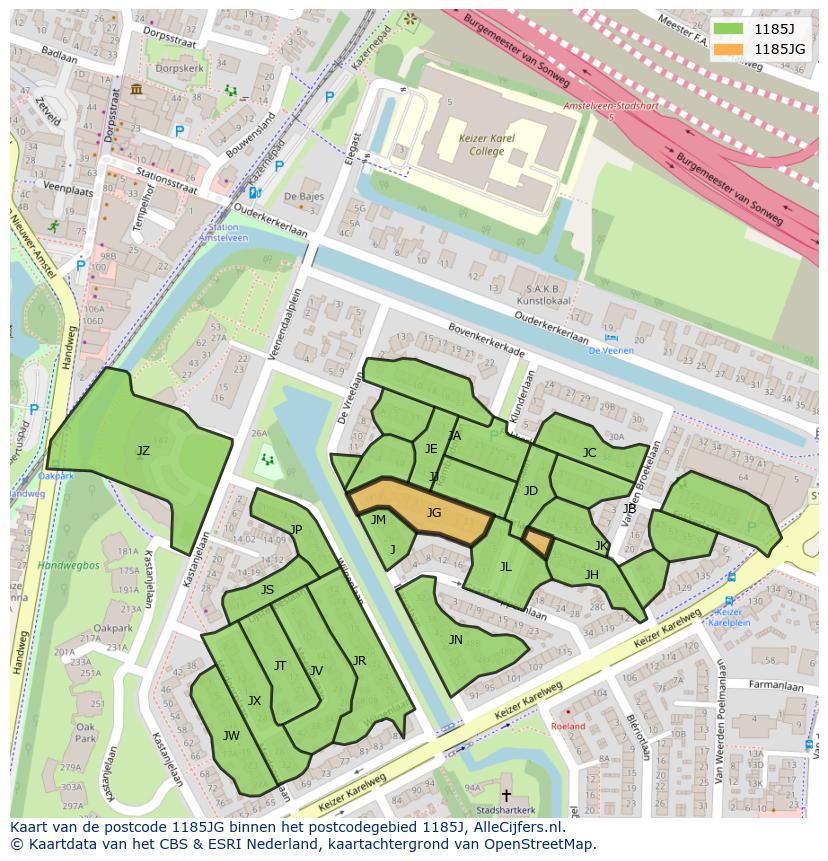 Afbeelding van het postcodegebied 1185 JG op de kaart.