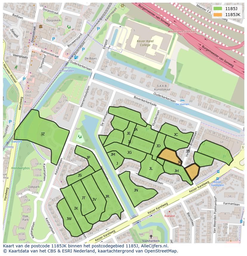 Afbeelding van het postcodegebied 1185 JK op de kaart.