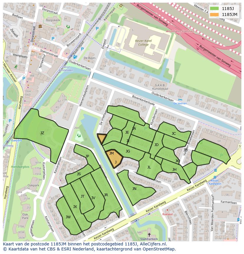 Afbeelding van het postcodegebied 1185 JM op de kaart.