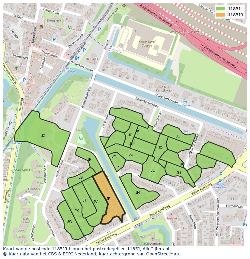 Afbeelding van het postcodegebied 1185 JR op de kaart.