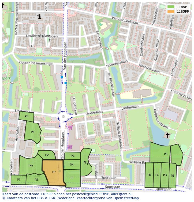 Afbeelding van het postcodegebied 1185 PP op de kaart.