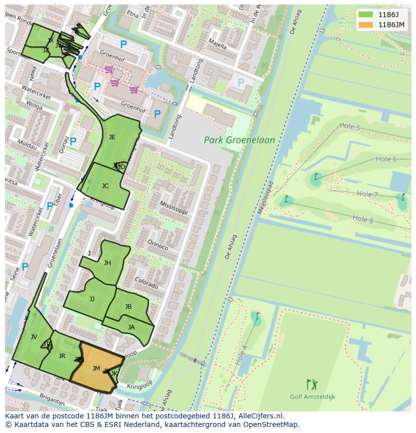 Afbeelding van het postcodegebied 1186 JM op de kaart.