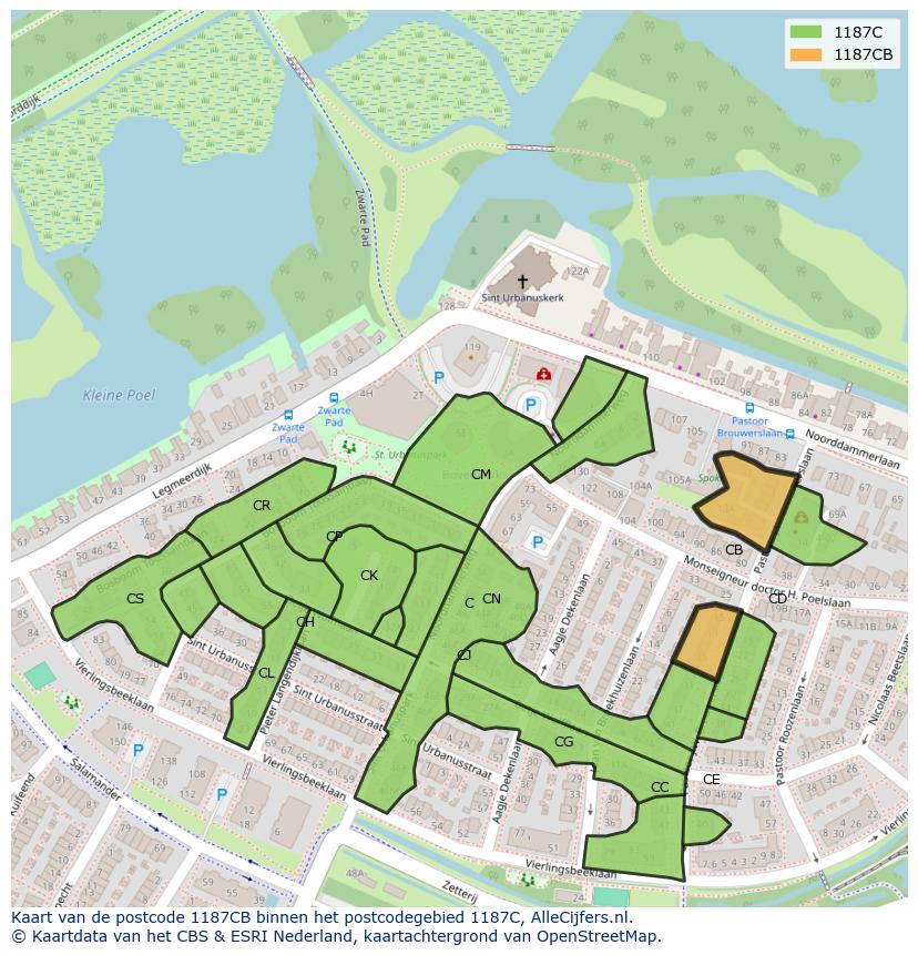 Afbeelding van het postcodegebied 1187 CB op de kaart.