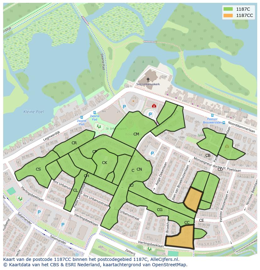 Afbeelding van het postcodegebied 1187 CC op de kaart.