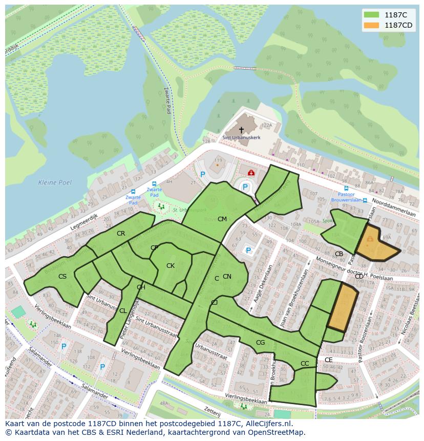 Afbeelding van het postcodegebied 1187 CD op de kaart.