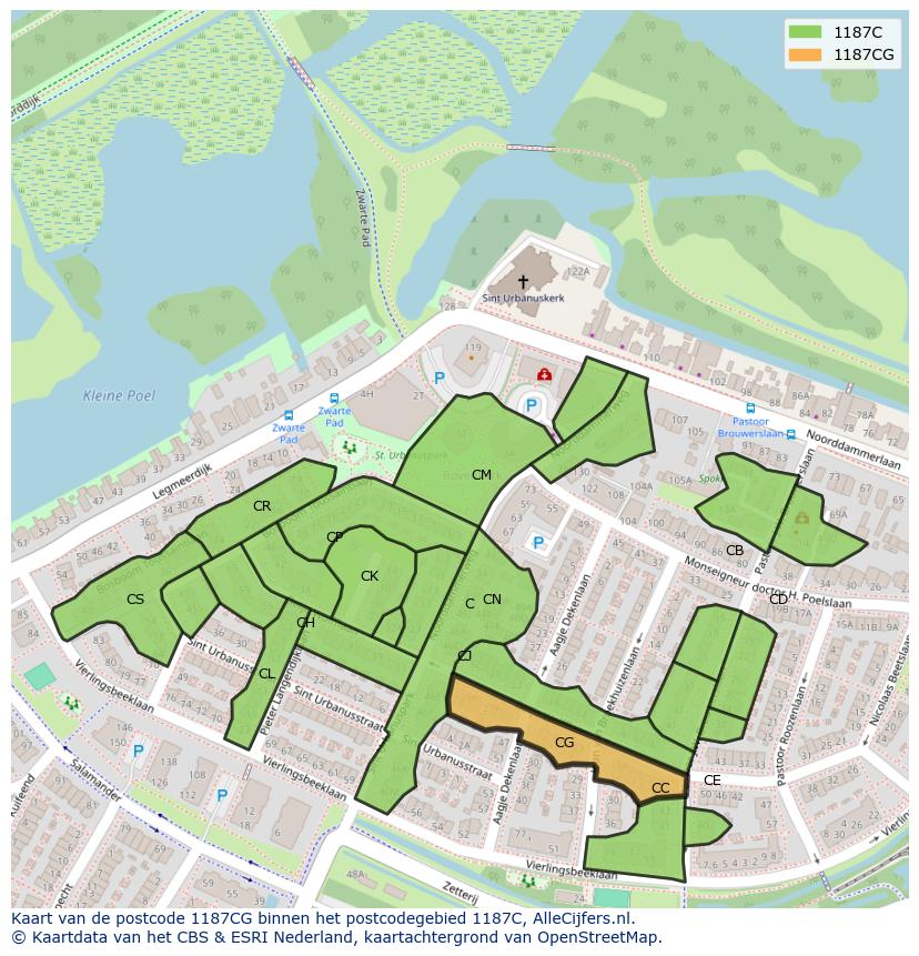 Afbeelding van het postcodegebied 1187 CG op de kaart.