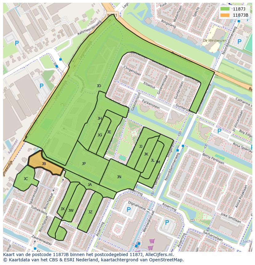 Afbeelding van het postcodegebied 1187 JB op de kaart.