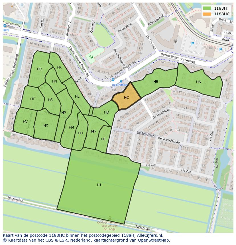 Afbeelding van het postcodegebied 1188 HC op de kaart.