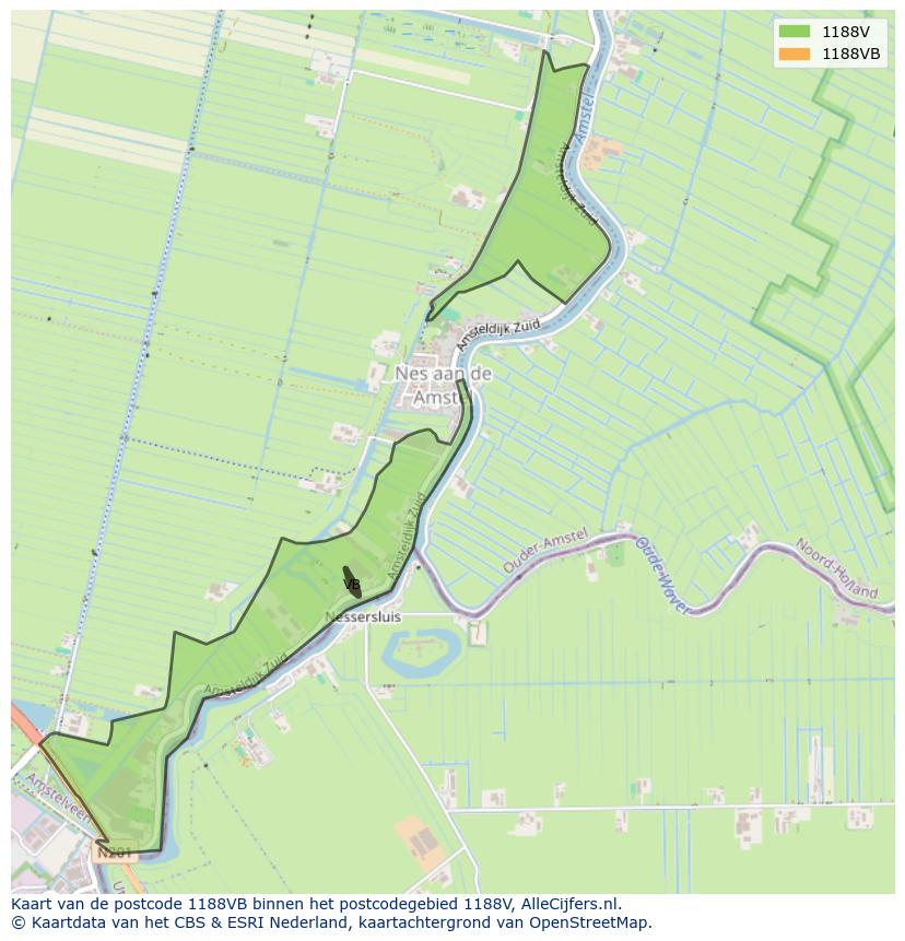 Afbeelding van het postcodegebied 1188 VB op de kaart.