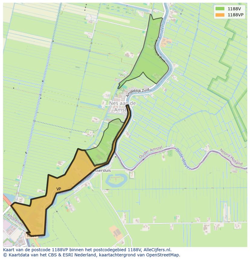 Afbeelding van het postcodegebied 1188 VP op de kaart.