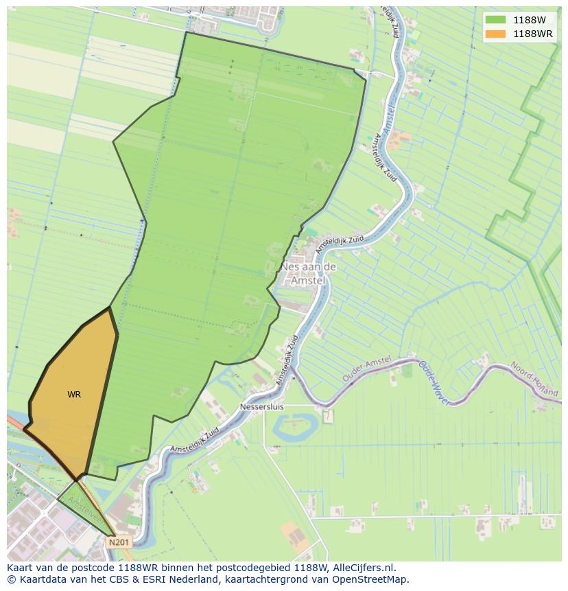 Afbeelding van het postcodegebied 1188 WR op de kaart.