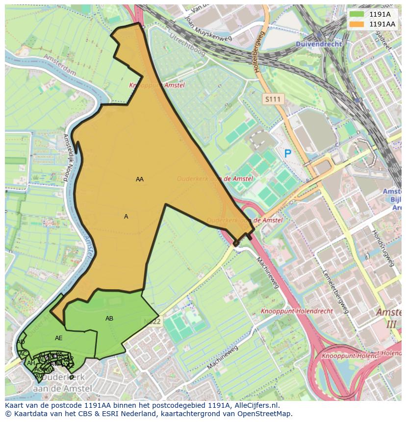 Afbeelding van het postcodegebied 1191 AA op de kaart.