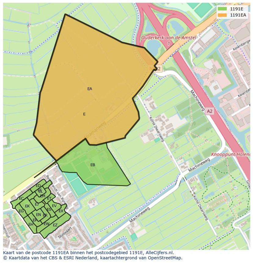 Afbeelding van het postcodegebied 1191 EA op de kaart.