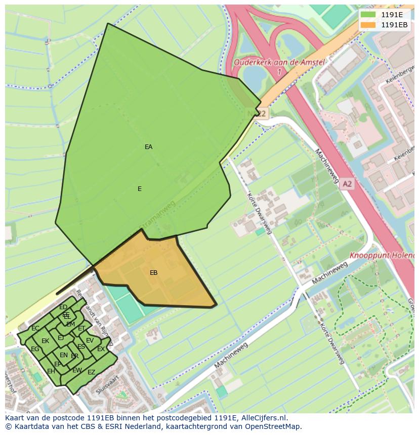 Afbeelding van het postcodegebied 1191 EB op de kaart.