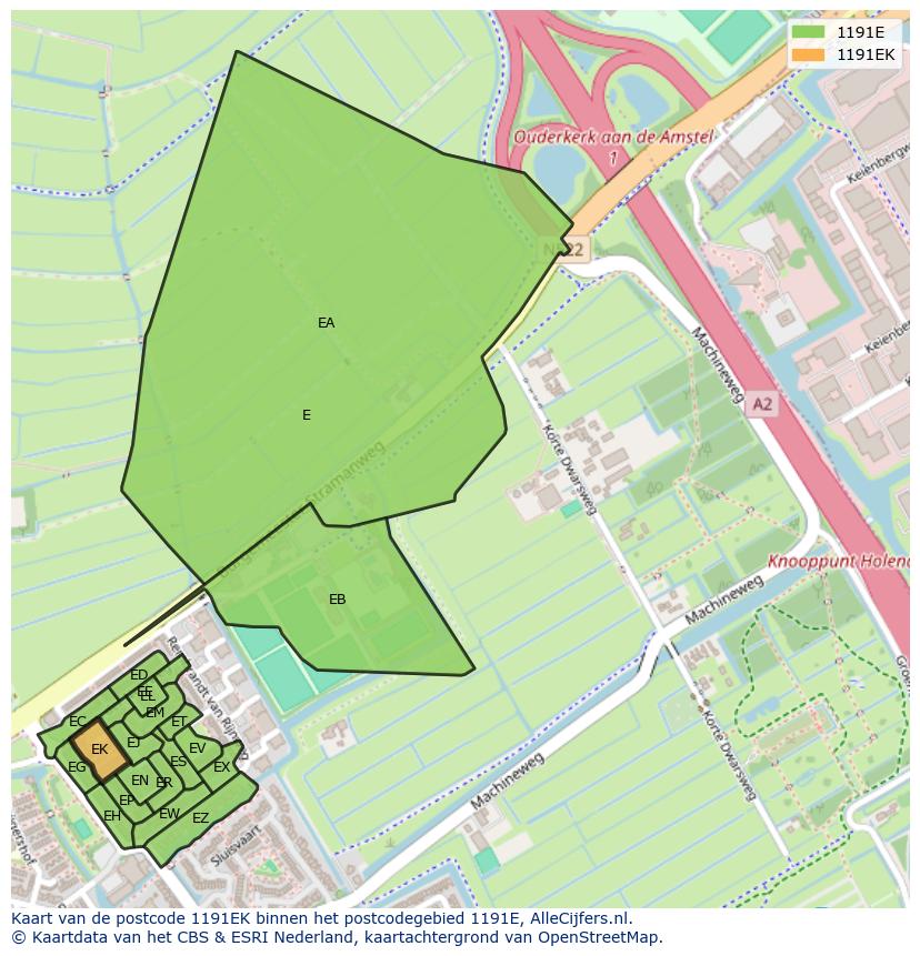 Afbeelding van het postcodegebied 1191 EK op de kaart.