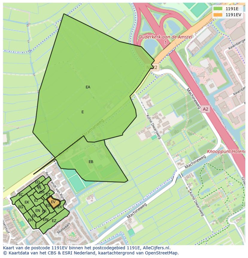 Afbeelding van het postcodegebied 1191 EV op de kaart.