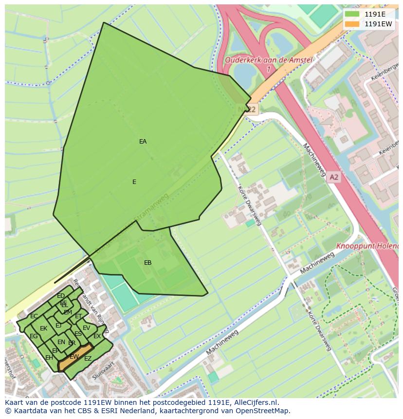 Afbeelding van het postcodegebied 1191 EW op de kaart.