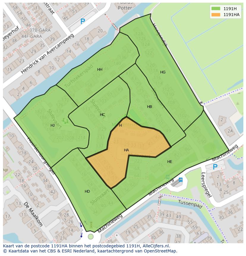Afbeelding van het postcodegebied 1191 HA op de kaart.