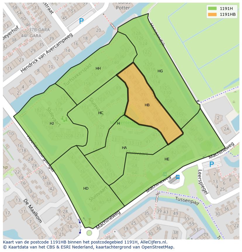 Afbeelding van het postcodegebied 1191 HB op de kaart.