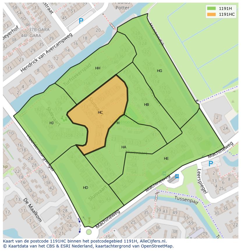 Afbeelding van het postcodegebied 1191 HC op de kaart.
