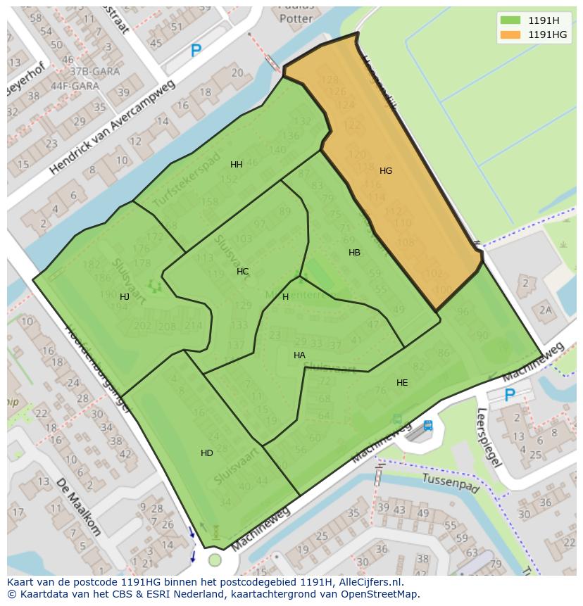 Afbeelding van het postcodegebied 1191 HG op de kaart.