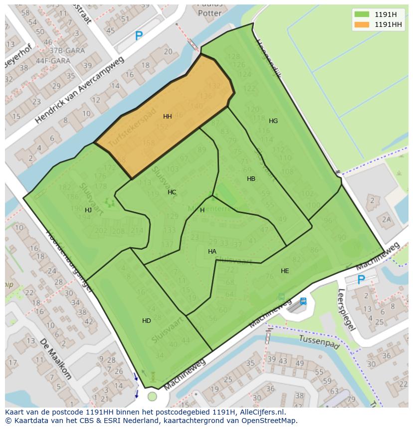 Afbeelding van het postcodegebied 1191 HH op de kaart.