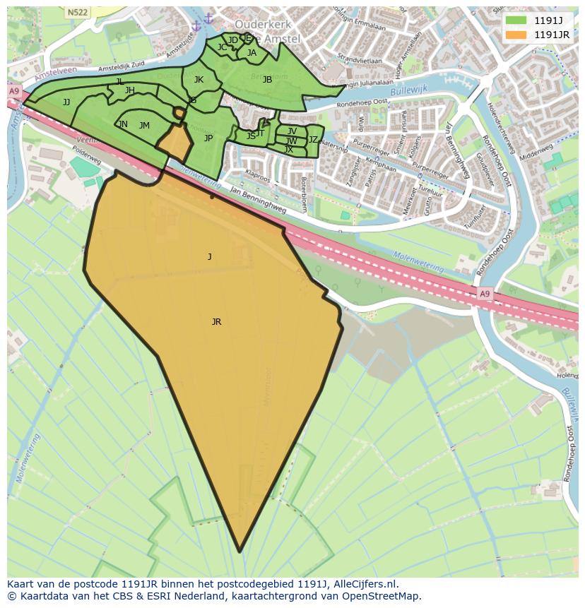 Afbeelding van het postcodegebied 1191 JR op de kaart.