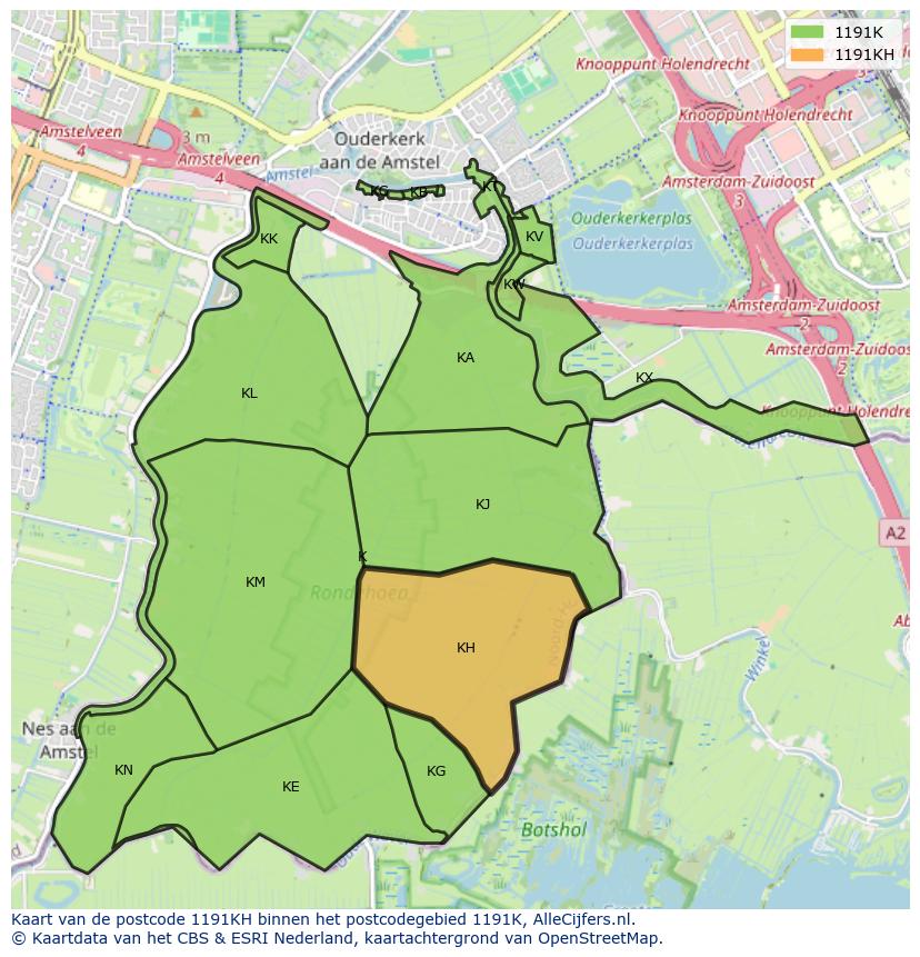 Afbeelding van het postcodegebied 1191 KH op de kaart.