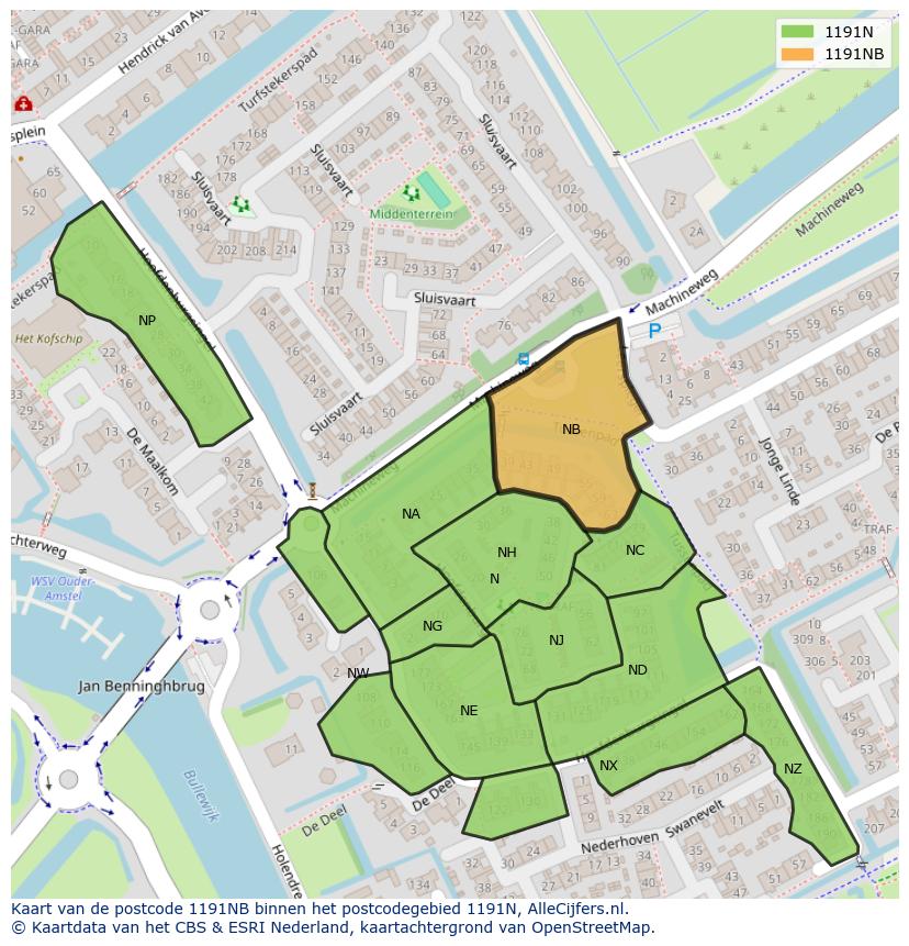 Afbeelding van het postcodegebied 1191 NB op de kaart.