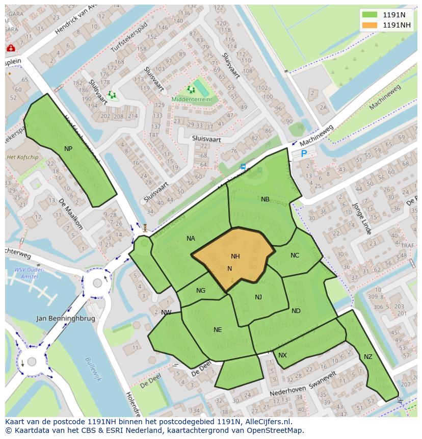 Afbeelding van het postcodegebied 1191 NH op de kaart.