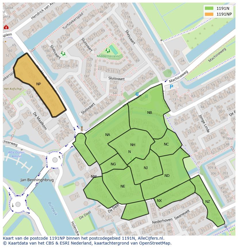 Afbeelding van het postcodegebied 1191 NP op de kaart.