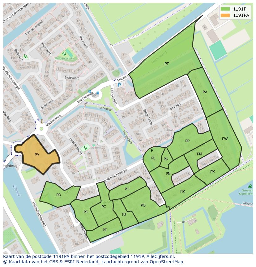 Afbeelding van het postcodegebied 1191 PA op de kaart.