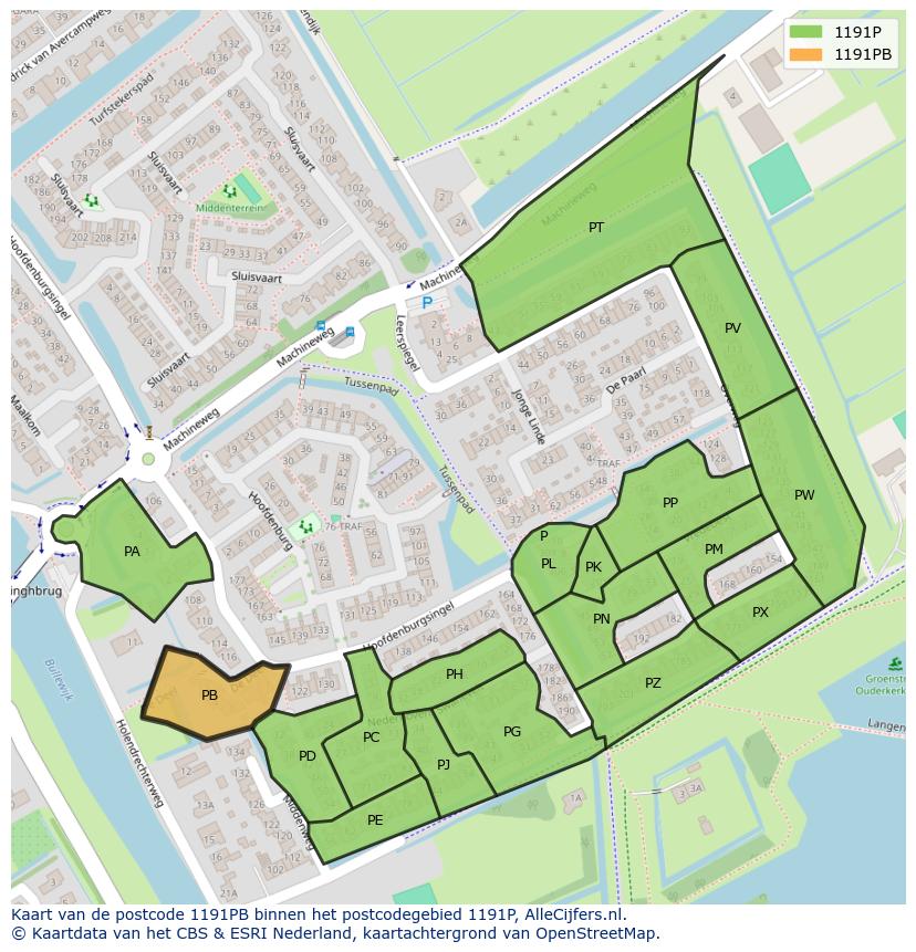 Afbeelding van het postcodegebied 1191 PB op de kaart.