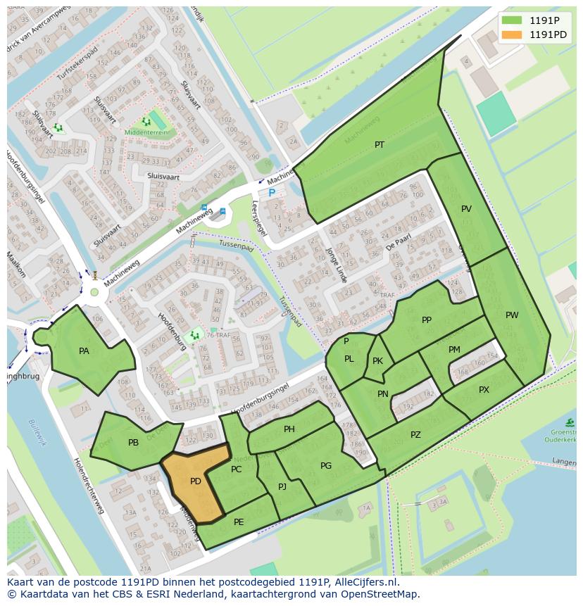 Afbeelding van het postcodegebied 1191 PD op de kaart.