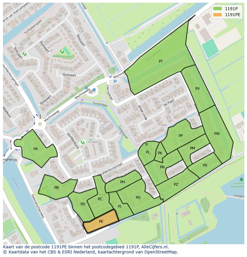 Afbeelding van het postcodegebied 1191 PE op de kaart.